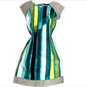 Kenneth Cole Colorful Abstract Print Mixed Media T-Shirt Dress Sz XS #303J